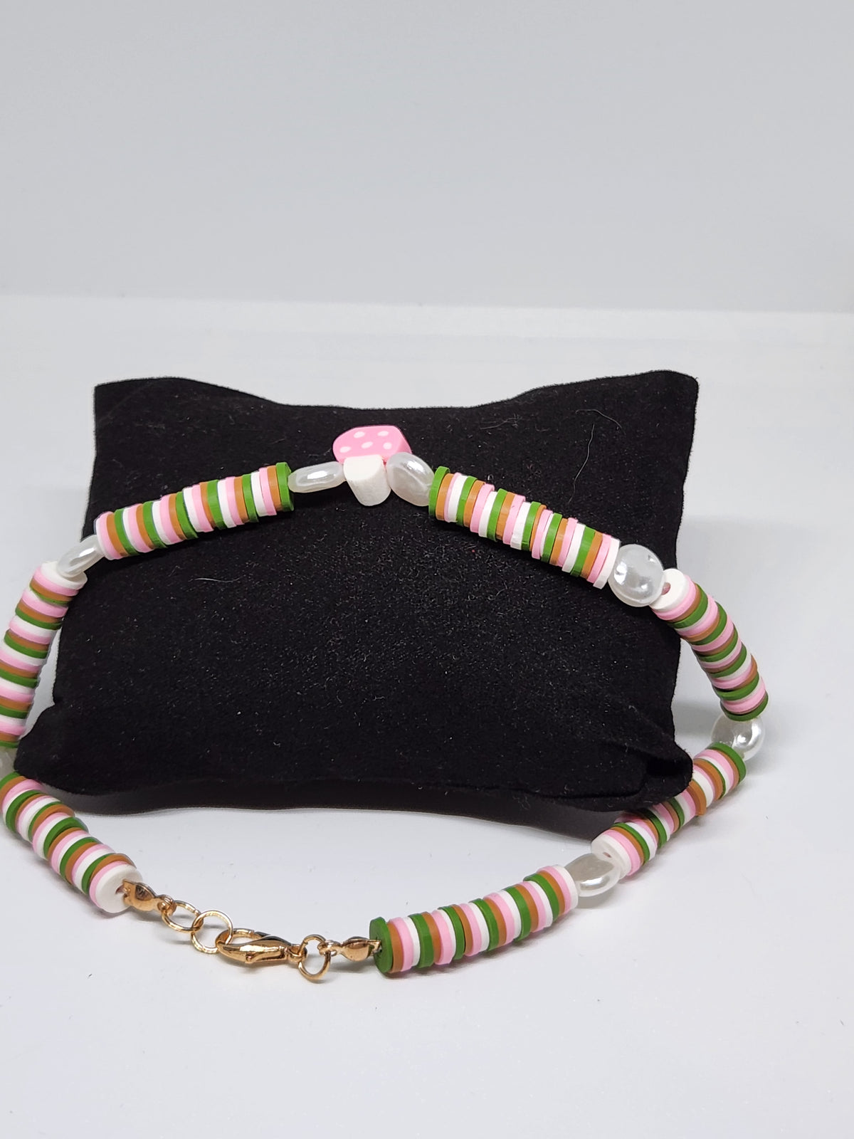 Pink mushrooms necklace
