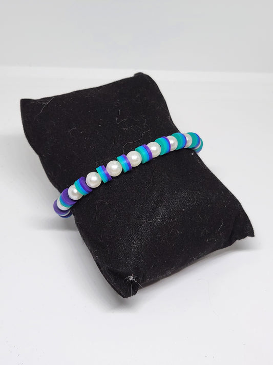Neon color pearl bracelet (Pink and Blue)
